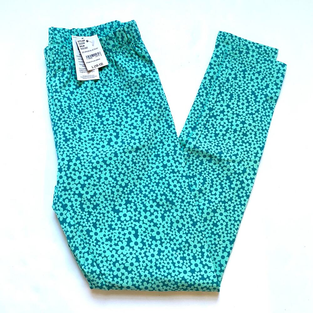 NEW Lands End Blue Daisy Leggings